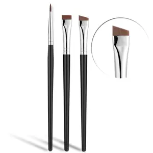 3PCS Ultra-Fine Angled Eyeliner Brush Set with Strong Synthetic Bristles for Precise Line Application & Detailed Makeup Tasks