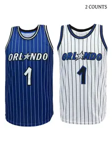 Magic Striped Basketball Vest, Basketball Jersey, Loose Fit Breathable Sleeveless Top, Casual Embroidered Unisex Outdoor Wear for All Seasons