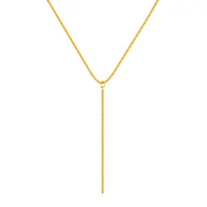 KOPERIN Y Shaped No Pendant Necklace Body Chain, Hypoallergenic 14K Gold Plated Drop Lariat Chain for Women - Woman Elegant Design Cubic Zirconia Long Necklace - Station Star Layered Beaded Summerwins