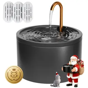 D02 Ultra Quiet 2.1L Ceramic Cat Fountain with Auto Water Dispenser for Cats Dogs & Small Pets White Black Automatic Feeder Advanced Filtration System & 360° Water Circulation|Wired plug-in model