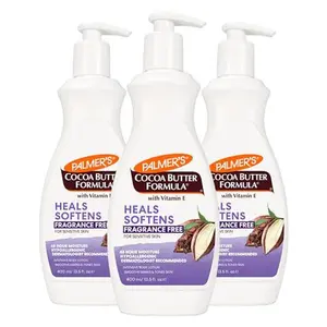Palmer's Cocoa Butter Formula Daily Skin Therapy Fragrance Free Lotion for Dry Skin, Unscented Body Lotion, Pump Bottle, 13.5 Fl Oz (Pack of 3)