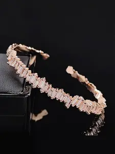 [Clearance] Luxury Elegant Style Cubic Artificial Zirconia Cuff Bangle, Elegant Minimalist Bangle, Zirconia Bangles Bracelets, Exquisite Bracelet, Fashion Jewelry Accessories For Women As Gift