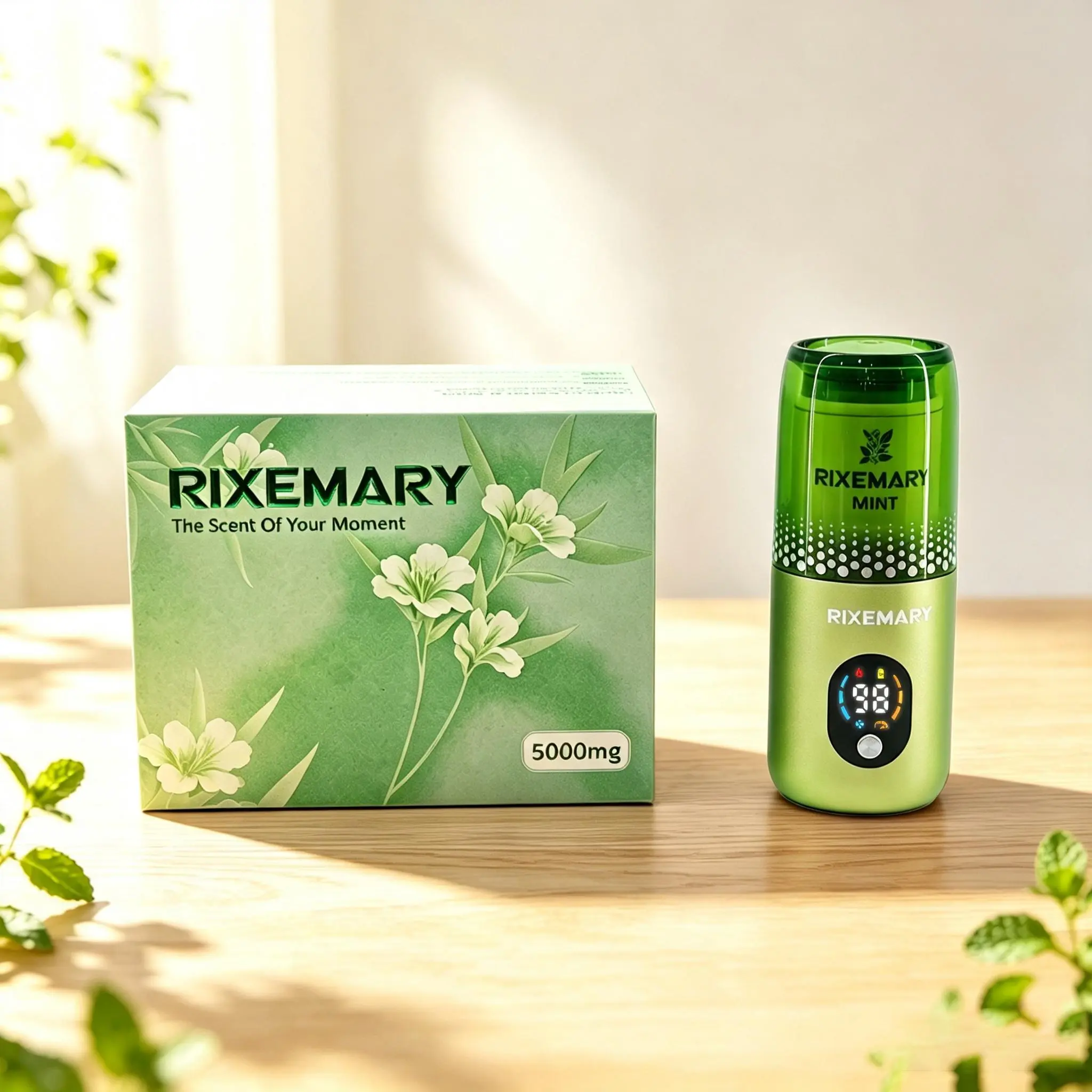 RIXEMARY Desktop Essential Oil Aroma Diffuser, Indoor Home Fragrance Humidifier with Ambient Night Light for Bedroom Office