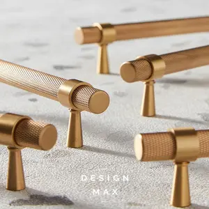 Knurled Brass Dresser Knob & Handle