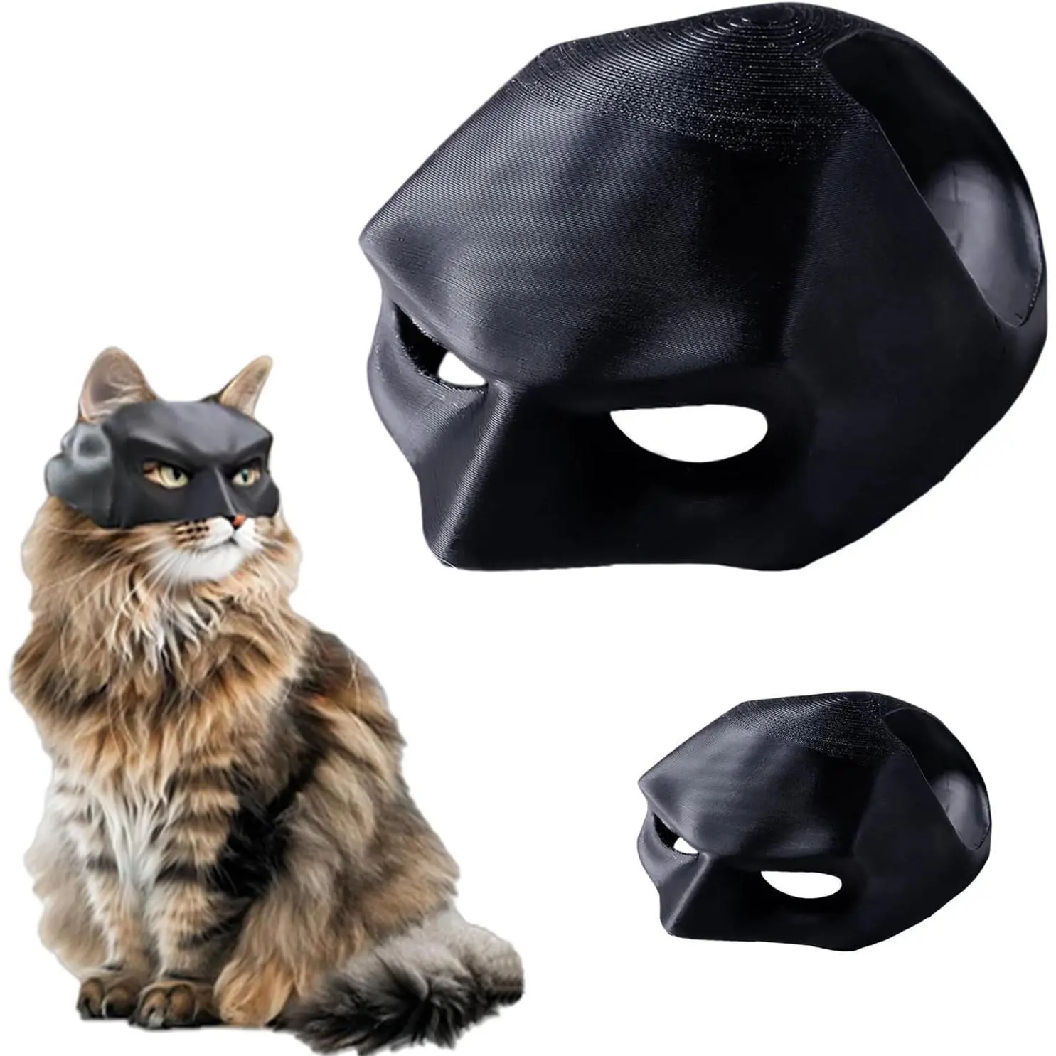 Bat & Cat Themed Pet Mask Outfit, Black Bat Cat Cosplay Costume Mask for Small Dogs & Cats, Cute Photo Prop Accessory for Pet Birthday Parties, Halloween Holiday Celebrations, Daily Fun Photoshoots & Lovely Gift Supplies for all pet lovers at home indoors
