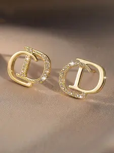 Letter Zircon Earrings Set, Simple Unique High-End Personalized Ear Studs, Perfect Gift for Her, Elegant Jewelry Accessories, High Quality Earrings