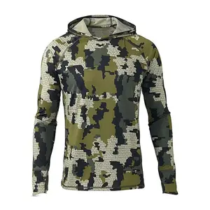 NewLong Sleeve Fishing Hoodie for Men Anti-UV Sun Protection Clothes Fish Shirt Hunting Jungle Camouflage Jersey UPF 50 + New Athletic Apparel