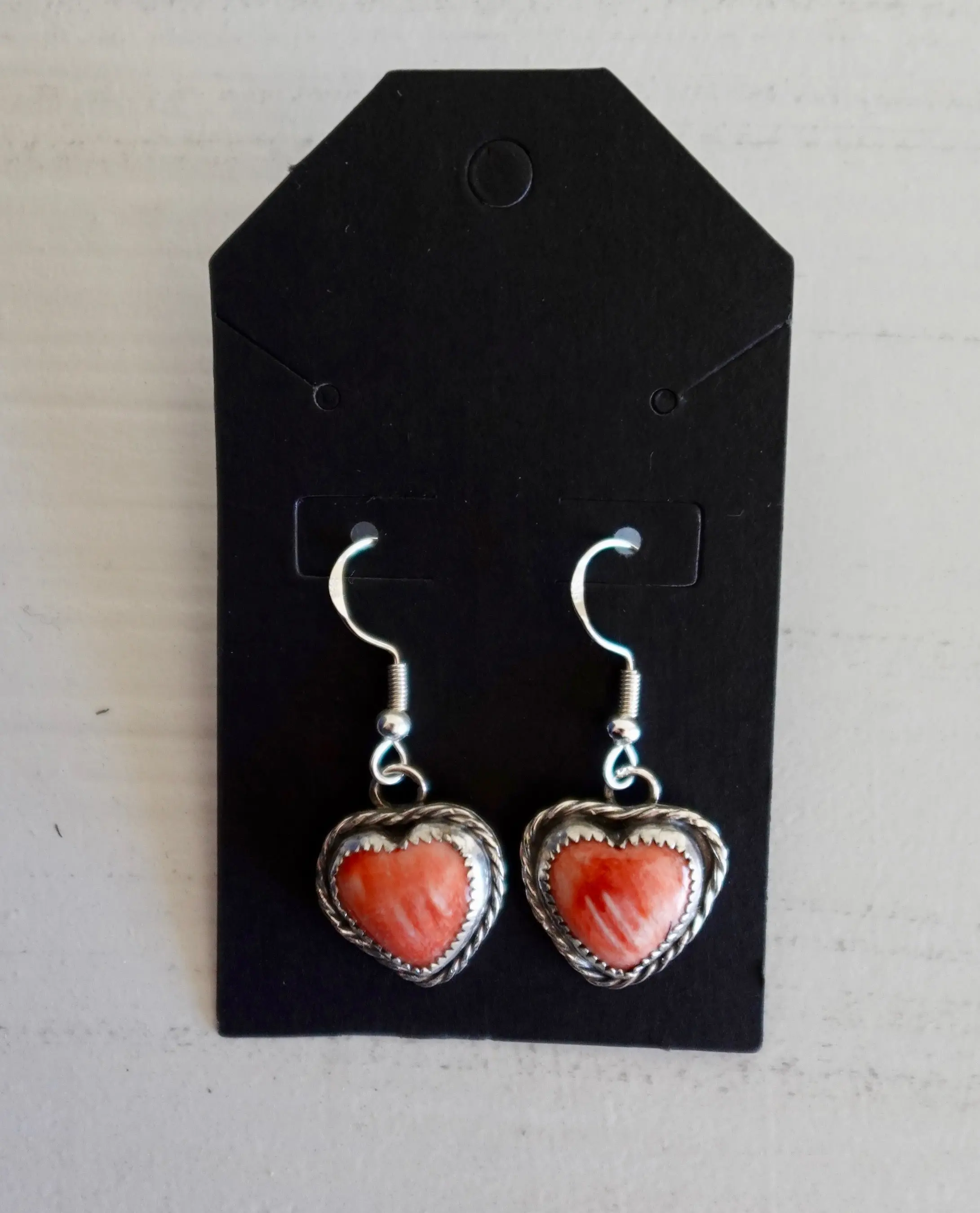 Orange Spiny Oyster Heart Earrings