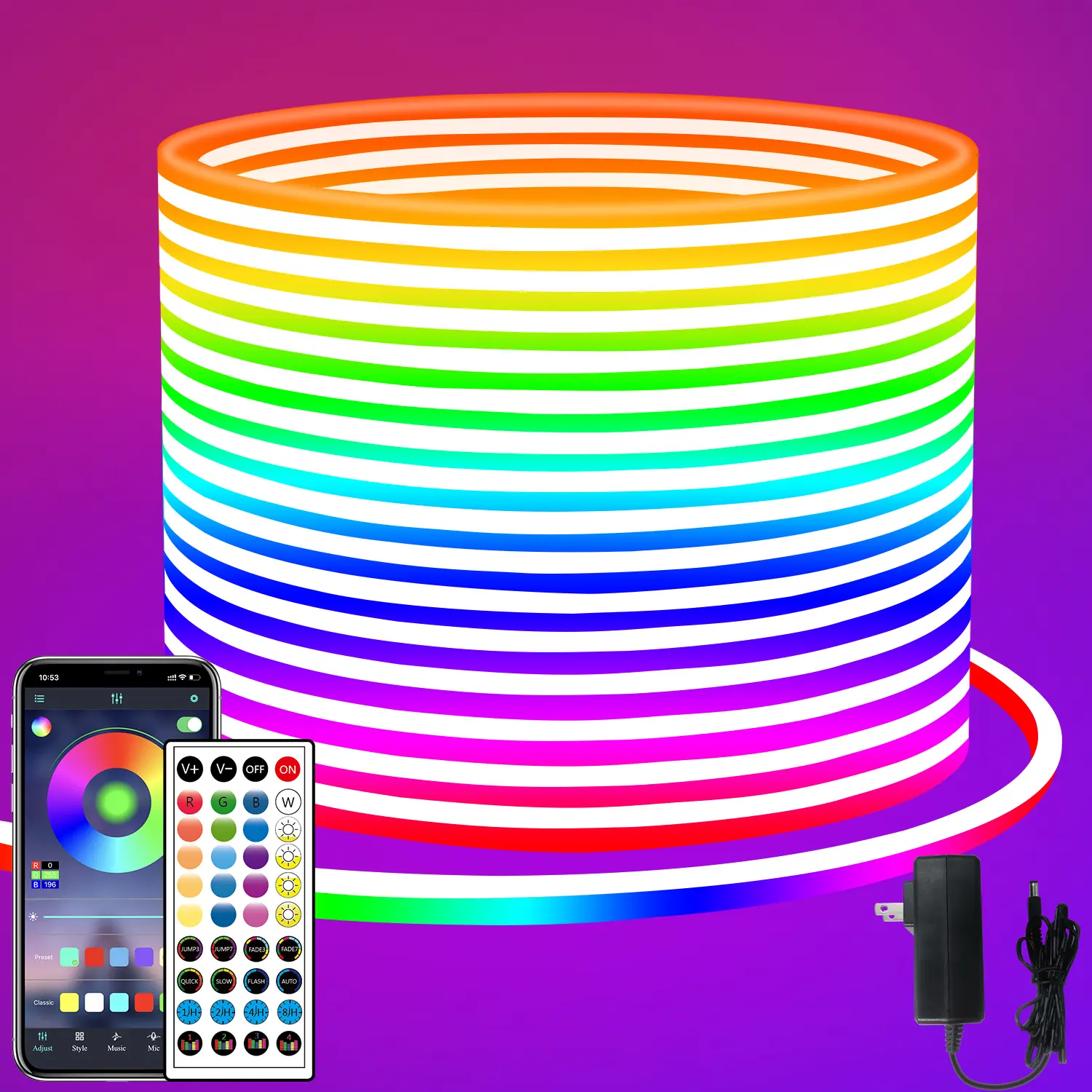 SEGRASS Flexible LED Neon Rope Lights - App & Remote Control, IP65 Waterproof, Music Sync, Dimmable RGB Strip, Adjustable Ambient Lighting, Gamer Stuff, Tools and Gadgets, Cool Gadgets, House Decor, Whimsical Room Decor