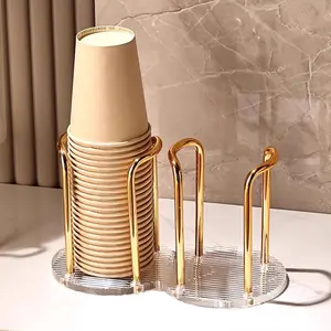 【Local Shipping】2-Compartment Disposable Cup Dispenser | Modern Coffee Cup Holder for Home & Office | Space-Saving Desktop Organizer | Fits Standard Paper Cups | Cafe, Bar, Hotel Decor Essential