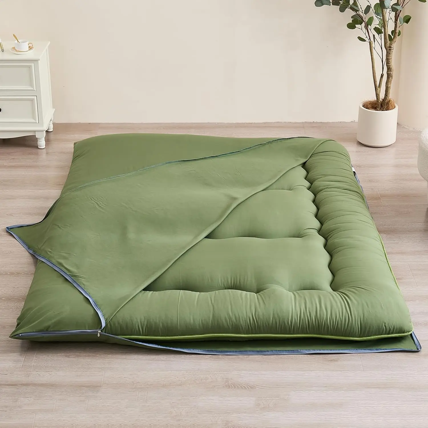 Twin Size Japanese Floor Futon Mattress Cover, Zippered, Machine-Washable Home Supplies Accessory