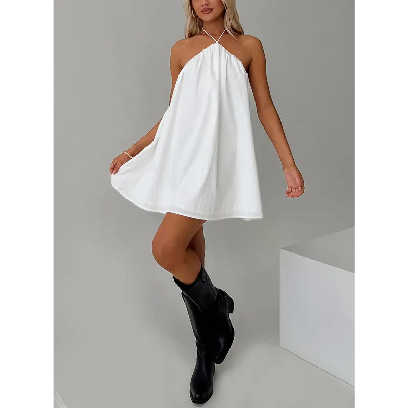 open lace back dress Swing Mini Dress White