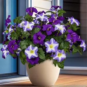 8PCS Outdoor Garden Artificial Flower Decorations Eucalyptus Precious Vine Artificial Mixed Flower Ideal for Enhancing Your Indoor Outdoor Space Such as Porch Garden Terrace Window Sill