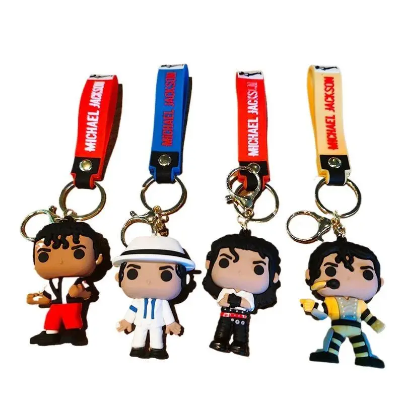 4 Styles Michael King of Dance Keychain Classic Singer Key Ring Holder Pendant Key Chains Michael Jackson Men's and Women's Gift