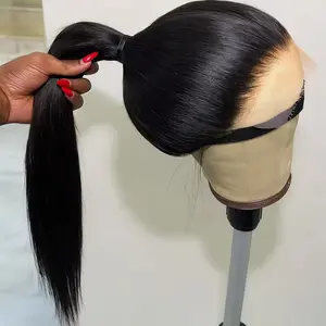 Leniku Hair 180% Density Straight 360 Full Lace Front Wig Human Hair Hd Transparent 13x4 13x6 Lace Frontal Wig Pre-Plucked Hair Full Hairline Natural Wigs For Women