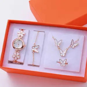 Women Luxury Crystal Watch Bracelet 2PcsSet Bling Rhinestone Quartz Wristwatch GiftFor Her