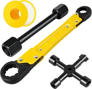 Angle Stop Wrench Kit, Plumbing Tools, Angle-on Plumber Wrench for Quick And Hassle-Free Angle Stop And  Nut Installations(Yellow-A)