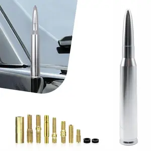 Chrome Car Truck Antenna with Tire Valve Caps Replacement for GMC Sierra Chevy Silverado Dodge Ram 1500 2500 3500 Ford F150 F250 F350 Super Duty Raptor Accessories