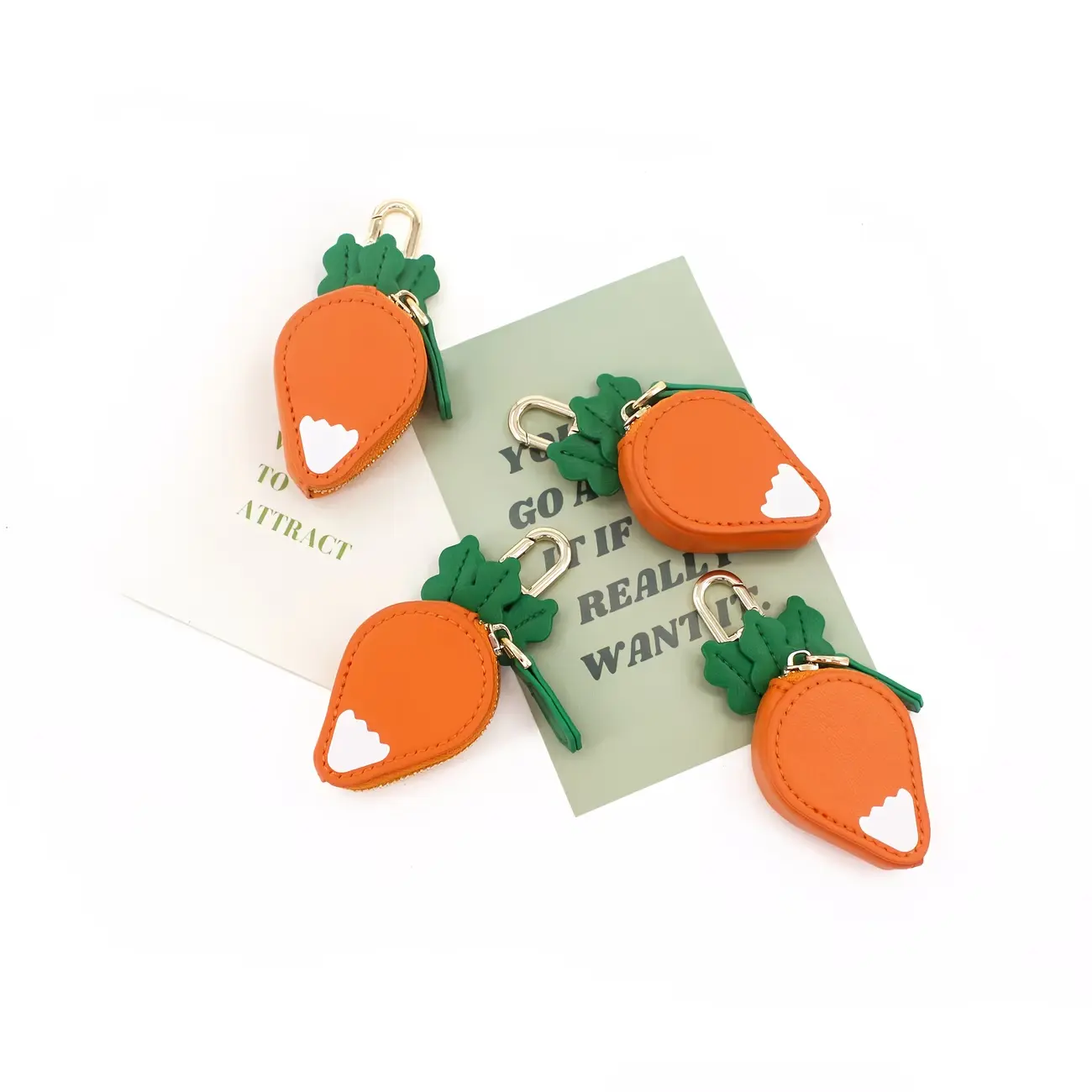 Carrot-Shaped Mini Bag - Vegetable Keychain Purse with Oil-Edged seal, Cute Carrot Fruit Money Holder for Bags & Backpacks (Casual Handbag Accessory) Suitable for Bags/Purses