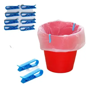 10 Pcs Blue Plastic Kitchen Garbage Bin Clip Bag Clips - Anti-Slip Fixation Clamp for Trash Cans Garbage Bins