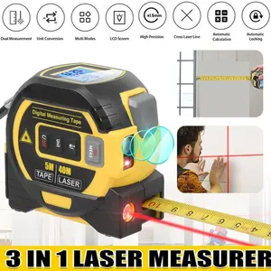 3 in 1 Digital Laser Tape Measure 130Ft/40M Laser Distance Meter Auto Lock Measuring Tape Range Finder LEXKUKY