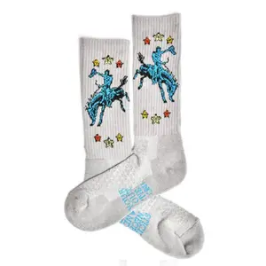 Lucky Chuck Fringe Long Live Grey Crew Socks