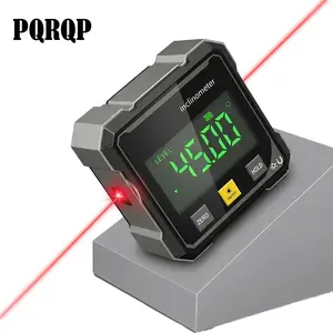 PQRQP Magnetic Digital Angle Finder with Dual Laser Guide & 360° Magnetic Attachment Rechargeable Angle Meter for Woodworking Construction and Machinery