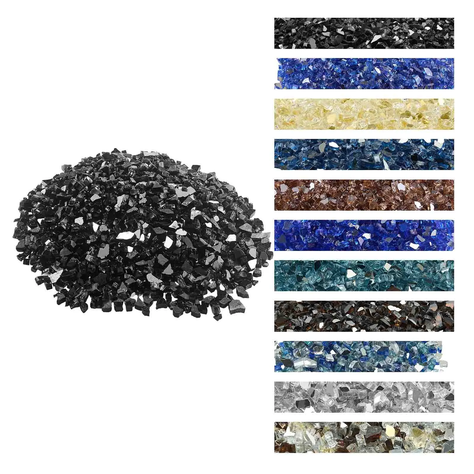 【SummerFinds】VEVOR Fire Glass, 10 LBS / 4.5 KG High-Temperature Resistant Fireplace Rocks, 1/2-Inch / 12.7 mm Reflective & Smokeless Firepit Glass Rock, High Luster Stone Landscaping for Fire Pit Table, Black