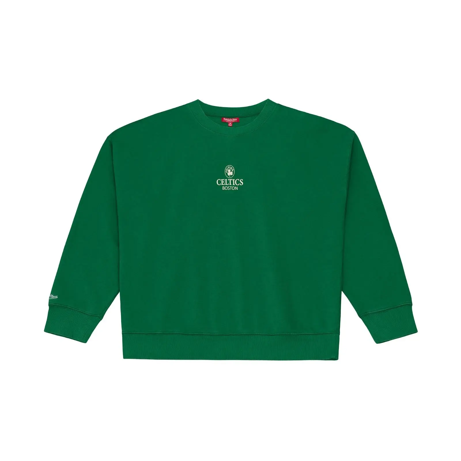 Women's Boston Celtics Kelly Green Core Essentials Lightweight Sweatshirt NBA Throwback Crewneck Vintage Fan Gear Mitchell & Ness