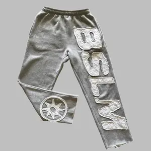 2025 Men's Autumn Winter New Sweatshirt Personality  Style High  Hip Hop Letter Embroidery Fashion Casual Pants Unisex Menswear Trouser Grey Sweatpant Activewear Athletic Sport Sportswear Summer street