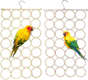 Parrot Climbing Rope Net Toy, Bird Swing Hanging Activity Wall for Small Medium Parakeets, Cockatiels, Conures, Lovebirds (Random Color, 1 Pack)