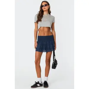 Scrunchy Ruffled Eyelet Mini Skirt Scrunchy Ruffled Eyelet Mini Skirt