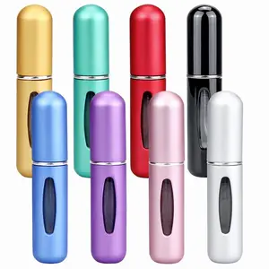 Refillable Perfume Atomizer Travel,2/8Pcs 5ML Portable Mini Pocket Perfume Atomizer Bottle Spray for Travel Accessories Tin Canister Organiser Makeup Clear Cosmetic Tool Metallic