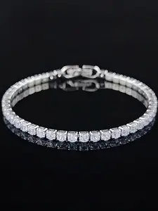 Elegant Rhinestone Decorated Copper Chain Bracelet, Fashion Luxury Jewelry for Women and Girls, Trendy Accessories for Party and Daily Life, Holiday Gifts for Women and Girls, Rhinestone Decor Bangles