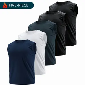 HOPLYNN 5 Pack Men's Athletic Compression Shirts Sleeveless workout tops  Tank Top Sports Base Layer Running Basketball gym outfits   gym fits