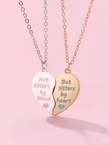 2 Piece Letter Sister Bestie Friendship Necklace Set, Simple Heart Pendant Choker Chain, Birthday Gift for Friends, Fashion Accessory, Love Heart Necklace