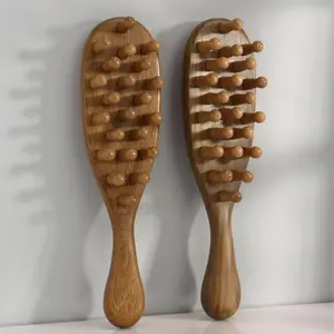Wooden Scalp Massage Wide Tooth Comb, 2 Counts/set Handheld Scalp Massager, Hair Care & Styling Tool for Home & Salon Use