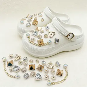 26 Pcs Cute Faux Pearl Clogs Charms, Bling Rhinestone Heart Flower Rabbit Deer Cactus Design, Women DIY Shoe Jewelry Accessories