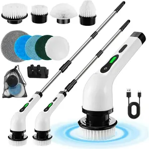 WHATOOK Electric Spin Scrubber Bath Tub Power Scrubber with Long Handle & Replaceable Heads, Cordless Shower Brush for Deep Cleaning, 7/9-in-1 Design, Telescopic Arm, Flexible Length Adjustment Spin Scrubber Kit Scrubberbrush