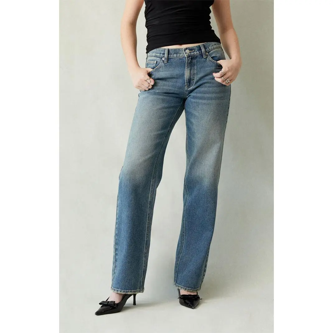 Pacsun Women's Jordyn Low Rise Straight Leg Jeans Medium Blue Tinted