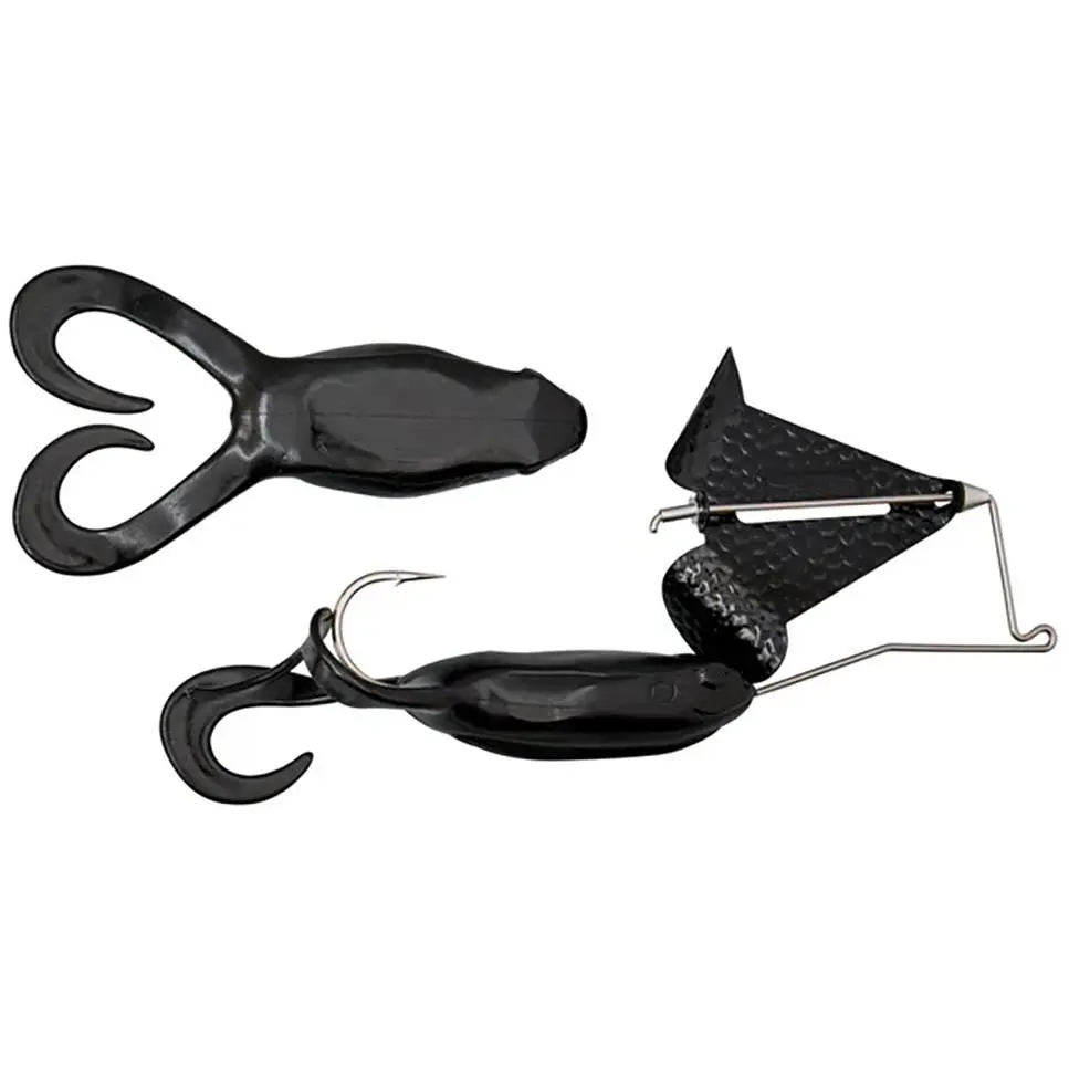 SPRO Squealer Toad Buzzbait - Black Body-Black Blade, 3/8 oz, Dimpled Blade, Bent Wire, High-Squeal Sound Topwater Fishing Lure for Secure Hookup, Attracts Monstrous Bass Year-Round in Deep Waters