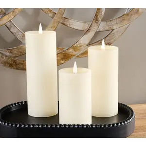 Set of 3 Candle Light Wax Candles with Remote by Valerie
