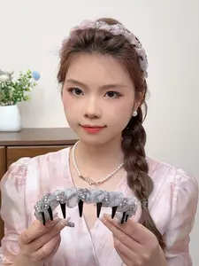 Women's Fashion Hair Accessories, Mesh Crystal Beaded Comb Headband, Elevates Forehead, Makes Face Look Smaller, Stylish and Trendy