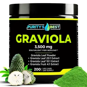 Purity’s Best SOURSOP GRAVIOLA Premium Leaf Powder + 4x + 10x + 20x EXTRACT Antioxidant Powerhouse, Supports Immune & Digestive Function
