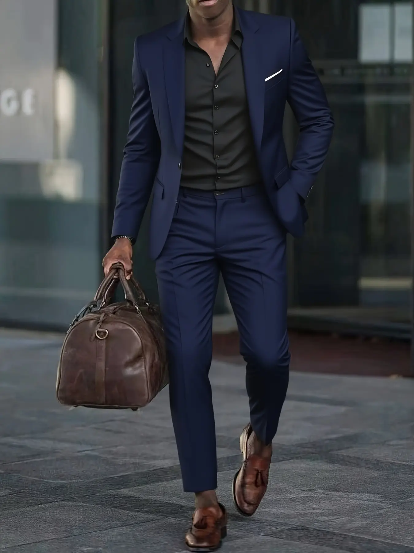 [Elitefit]Men's Formal Fitted Suit Two-Piece Set, Single Button Long Sleeve Blazer and Pants, Suitable for Interviews, Business Professional Occasions, and Daily Casual Parties, Business Attire Clothes