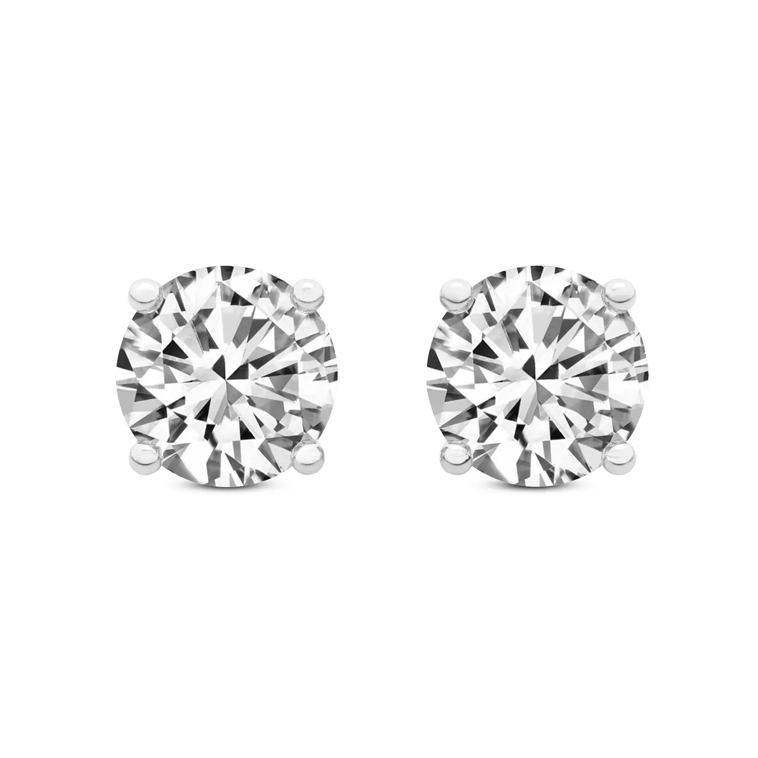 Lab Diamond Stud Earrings Platinum 5Ct Four Prong Round Lab Diamond Stud Earrings E-F-G Color, VS Diamond, IGI Certified - Friendly Diamonds