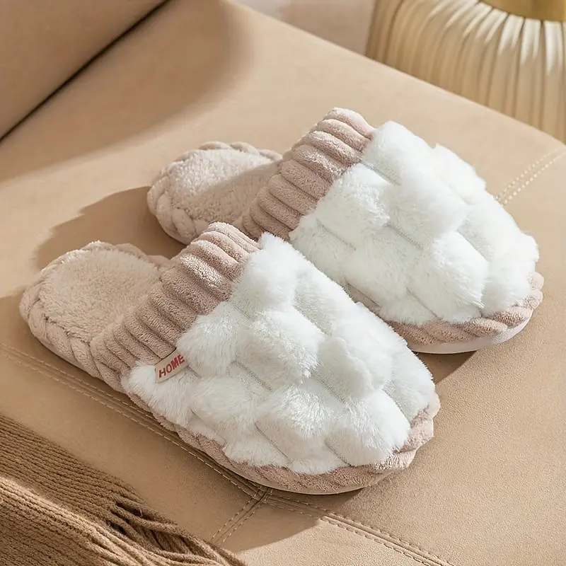 Cotton Slippers for Women Warm Winter Indoor Fluffy Mop Slide Walking Shoes Cute Flipflop Home Couples woman house slipper