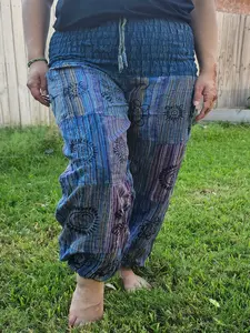 Namaste Fashionable Unisex Multicolor Handmade Hippie Patchwork Print Cotton Boho Comfy Festival Stonewashed Yoga Pants Colorful Trouser