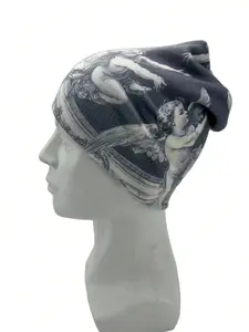 Y2K Graphic Beanie Hat, Warm Knitted Cap For Outdoor Winter, Unisex All-Over Print, Bohemian Style For Casual Wear