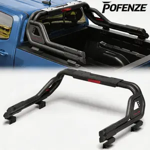 POFENZE-Mestan Mid-Size Truck Roll Bar with Chase & Sport Bar, Adjustable 54.33-59.84" Carbon Steel Truck Bed Rack, 21.77" High, Fits CHEVROLET COLORADO， TOYOTA TACOMA， NISSAN FRONTIER， JEEP GLADIATOR， GMG CANYON， FORD RANGER， HONDA RIDGELINE